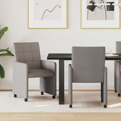 vidaXL Esszimmerstühle mit Rollen 2 pcs Taupe 58 x 65 x 94 cm Stoff