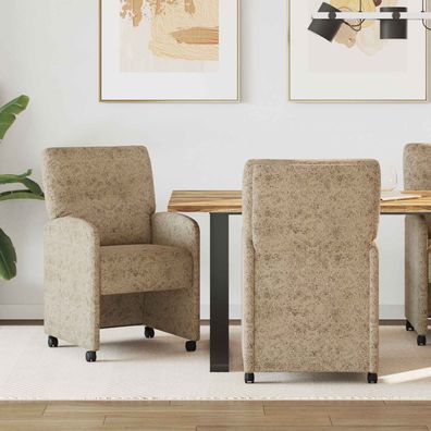 vidaXL Esszimmerstühle mit Rollen 2 pcs Hellgrau 57 x 67 x 95 cm