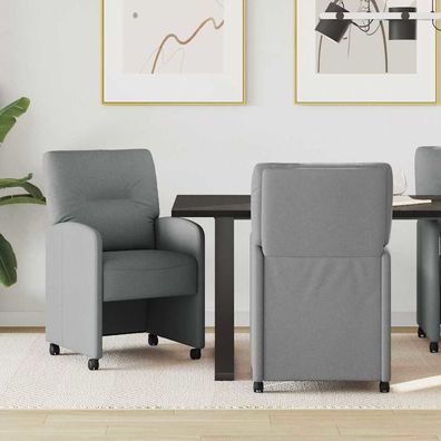 vidaXL Esszimmerstühle mit Rollen 2 pcs Hellgrau 57 x 67 x 95 cm Stoff