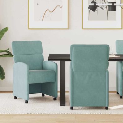 vidaXL Esszimmerstühle mit Rollen 2 pcs Meergrün 58 x 65 x 98 cm Samt