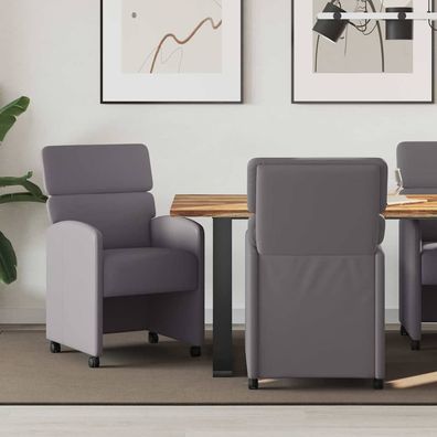 vidaXL Esszimmerstühle mit Rollen 2 pcs Grau 58 x 65 x 98 cm