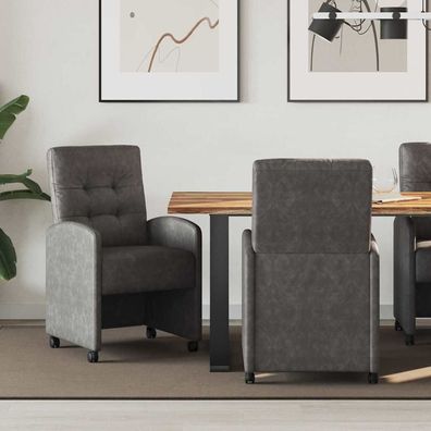 vidaXL Esszimmerstühle mit Rollen 2 pcs Schwarz 58 x 67 x 97 cm