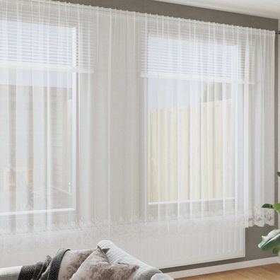 vidaXL Spitzenvorhang mit Vorhängen Weiß 750 x 240 cm Polyester
