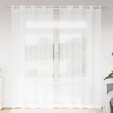 vidaXL Voile-Vorhang mit Vorhängen 2 pcs Weiß 260 x 140 cm Polyester
