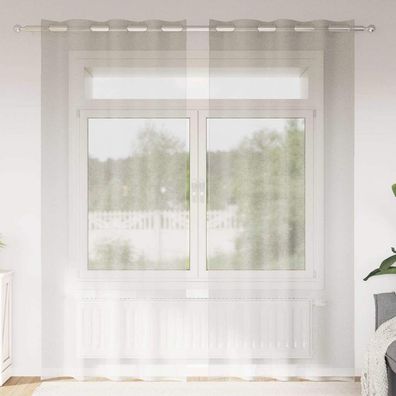vidaXL Voile-Vorhang mit Vorhängen 2 pcs Creme 225 x 140 cm Polyester
