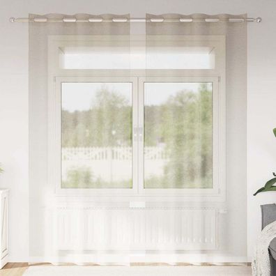 vidaXL Voile-Vorhang mit Vorhängen 2 pcs Sand 225 x 140 cm Polyester