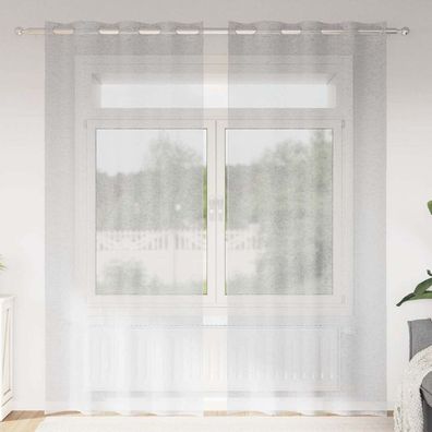 vidaXL Voile-Vorhang 2 pcs Hellgrau 245 x 140 cm Polyester