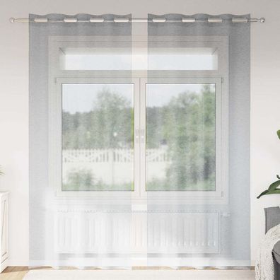 vidaXL Voile-Vorhang 2 pcs Dunkelgrau 260 x 140 cm Polyester