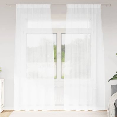 vidaXL Voile-Vorhang mit Vorhängen 2 pcs Weiß 225 x 140 cm Polyester