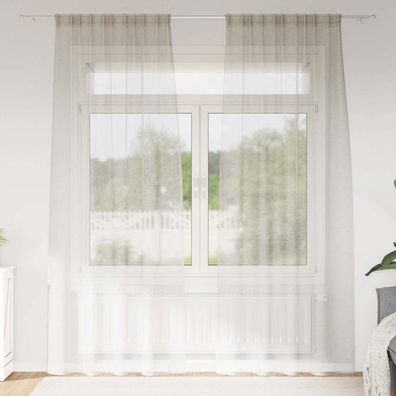 vidaXL Voile-Vorhang mit Vorhängen 2 pcs Creme 245 x 140 cm Polyester