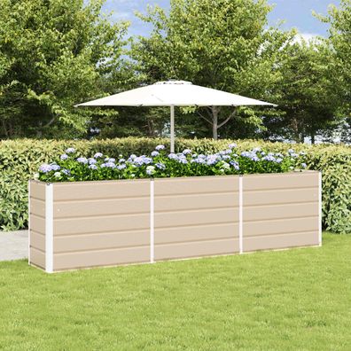 vidaXL Pflanzkübel Elfenbein 290 x 50 x 75 cm Verzinkter Stahl