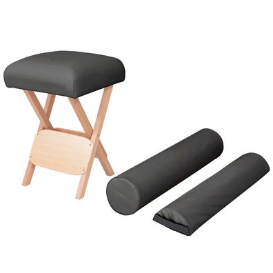 Massage-Klapphocker 12 cm Sitz mit 2 Nackenrollen Schwarz