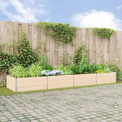 vidaXL Pflanzkübel Elfenbein 385 x 100 x 45 cm Verzinkter Stahl