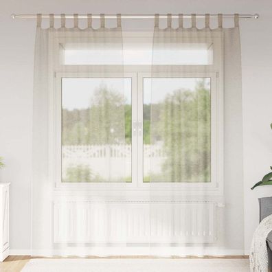 vidaXL Voile-Vorhang mit Vorhängen 2 pcs Sand 225 x 140 cm Polyester
