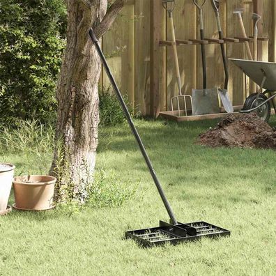 vidaXL Garten-Nivellierrechen Schwarz Pulverbeschichteter Stahl