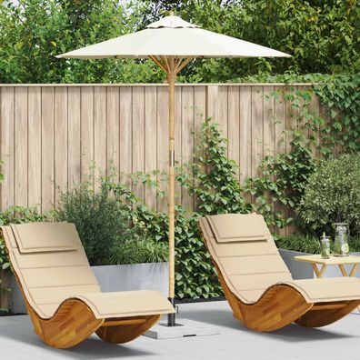 vidaXL Garten-Sonnenschirm Cremeweiß Ø 180 x 230 cm Bambus