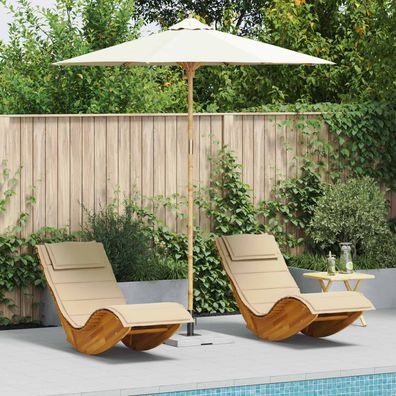 vidaXL Garten-Sonnenschirm Cremeweiß Ø 240 x 260 cm Bambus
