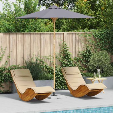 vidaXL Garten-Sonnenschirm Dunkelgrau Ø 240 x 260 cm Bambus