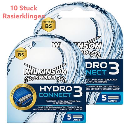 2x Wilkinson Sword Hydro Connect 3 Rasierklingen 10 Stück Kompatibel mit Mach 3