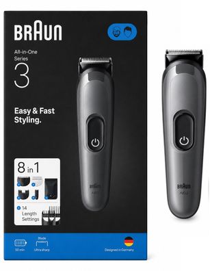 BRAUN Series 3 Haarschneider Barttrimmer All-In-One Style 8 in 1 Kit Kabellos
