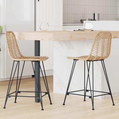 vidaXL Barstuhl 2 pcs 44,5 x 54,5 x 97,5 cm Rattan und Eisen