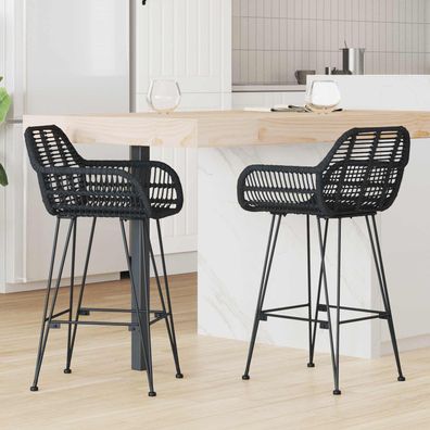 vidaXL Barstuhl 2 pcs 55 x 52 x 92 cm Rattan und Eisen