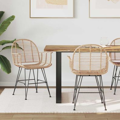 vidaXL Esszimmerstuhl 2 pcs Rattan und Eisen Natur 57 x 55 x 85 cm