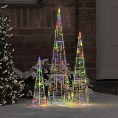 vidaXL Weihnachtsbaum 3 pcs Mehrfarbig 20 x 20 x 80 cm Acryl