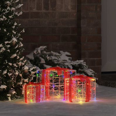 vidaXL Geschenkbox mit 60 LEDs 3 pcs Mehrfarbig 20 x 20 x 20 cm Acryl