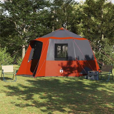 vidaXL Kabine Zelt 12-Personen Grau und Orange 405 x 405 x 273 cm