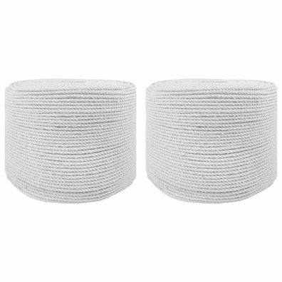 vidaXL Seil 2 pcs Weiß Baumwolle