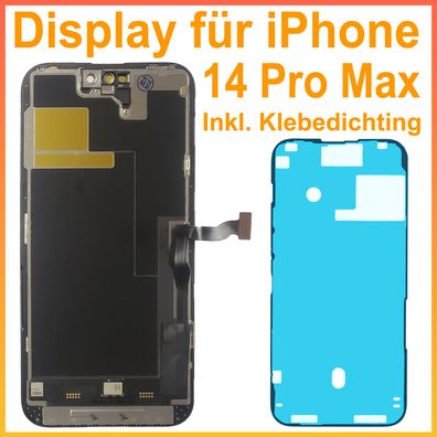 GX FHD Display für iPhone 14 Pro Max 3D LCD Bildschirm Schwarz Black + Klebepad