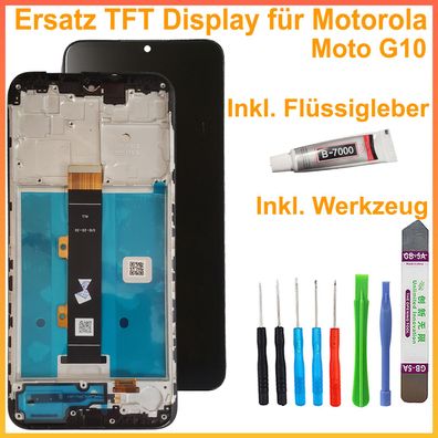 Ersatz Display Für Motorola Moto G10 XT2127 LCD Bildschirm auf Rahmen schwarz + TOOL