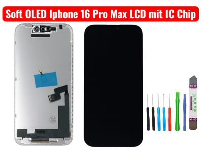 Soft OLED Display Für iPhone 16 Pro Max LCD Display Bildschirm Schwarz Black Inkl. We
