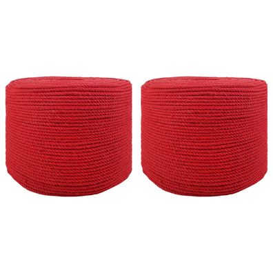 vidaXL Seil 2 pcs Rot Baumwolle