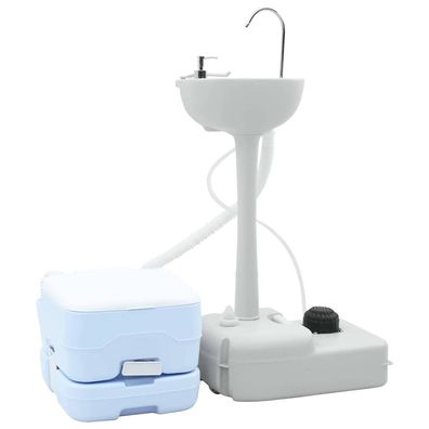 vidaXL Camping Toiletten-Set 2 pcs Blau und Weiß
