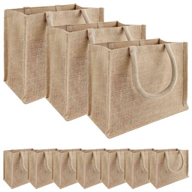 vidaXL Jute-Handtaschen 10 pcs Natur 26 x 22 x 14 cm 100% Tossa-Jute