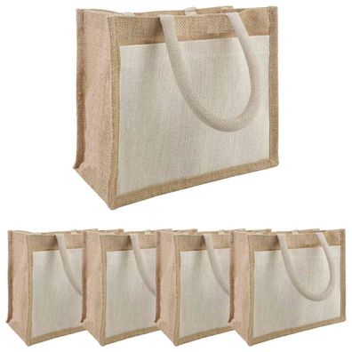 vidaXL Jute-Handtaschen mit Tasche 5 pcs 26 x 22 x 14 cm