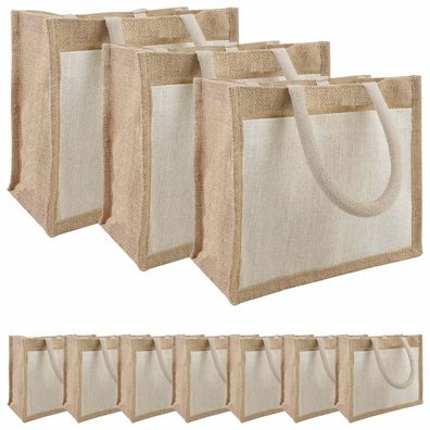vidaXL Jute-Handtaschen mit Tasche 10 pcs 26 x 22 x 14 cm