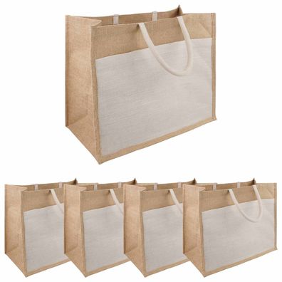 vidaXL Jute-Handtaschen mit Tasche 5 pcs 42 x 33 x 19 cm