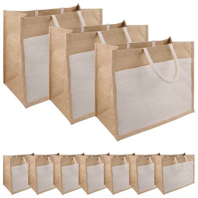 vidaXL Jute-Handtaschen mit Tasche 10 pcs 42 x 33 x 19 cm