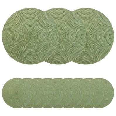 vidaXL Jute-Untersetzer 12 pcs Olivgrün Ø 30 cm 100% Tossa-Jute