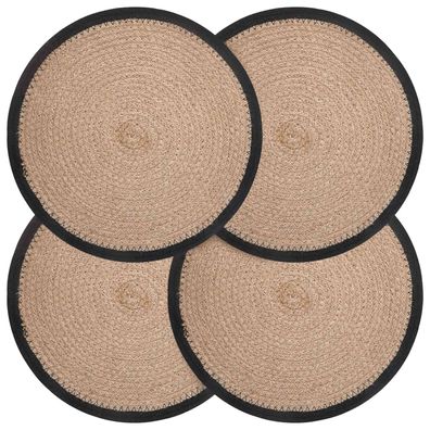 vidaXL Jute Platzsets 4 pcs Natürlich und Schwarz Ø 30 cm