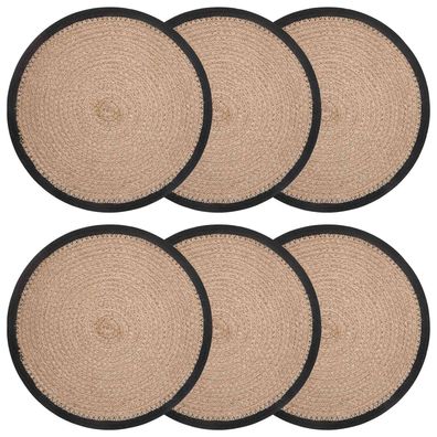 vidaXL Jute Platzsets 6 pcs Natürlich und Schwarz Ø 30 cm