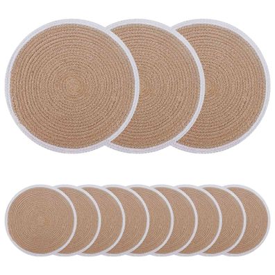 vidaXL Jute Platzsets 12 pcs Natürlich und Weiß Ø 30 cm