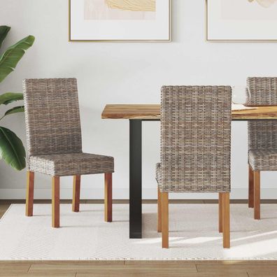 vidaXL Esszimmerstuhl 2 pcs Kubu-Rattan und Massivholz aus Mahagoni