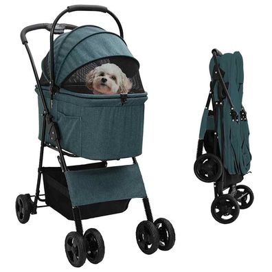 vidaXL Faltbarer Haustierwagen Grün 81 x 47 x 99 cm Polyester