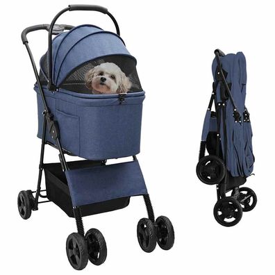vidaXL Faltbarer Haustierwagen Blau 81 x 47 x 99 cm Polyester