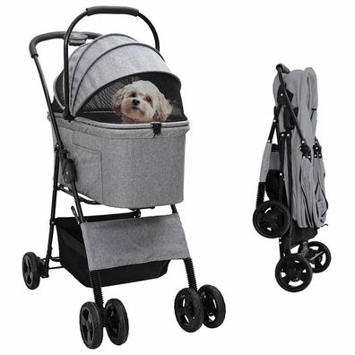 vidaXL Faltbarer Haustierwagen Grau 81 x 47 x 99 cm Polyester