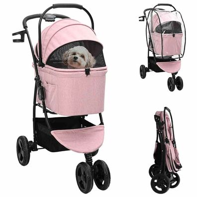 vidaXL Faltbarer Haustierwagen Rosa 78 x 54 x 101 cm Polyester